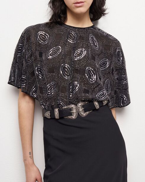 Robe longue à perles noire