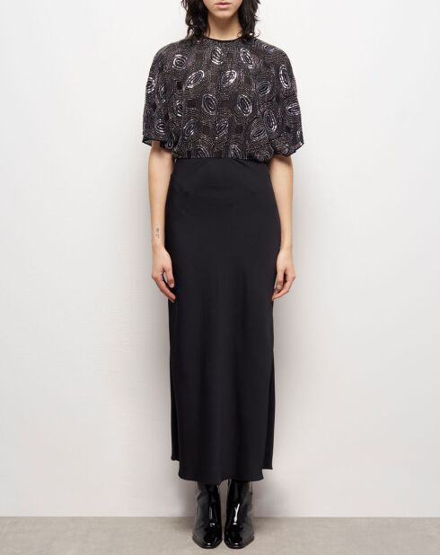 Robe longue à perles noire