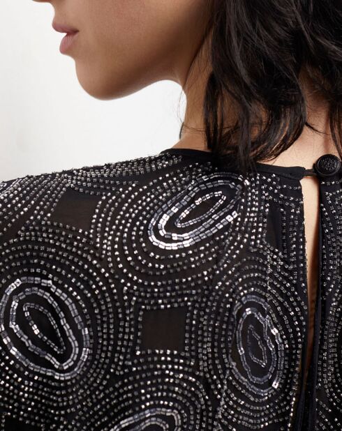 Robe longue à perles noire