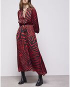 Robe longue imprimée noir/rouge