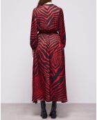 Robe longue imprimée noir/rouge