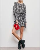 Robe courte imprimée zigzag noire