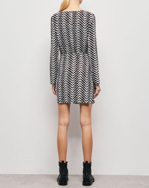 Robe courte imprimée zigzag noire