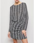 Robe courte imprimée zigzag noire