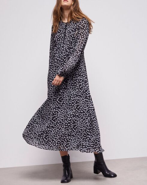 Robe longue imprimée noire