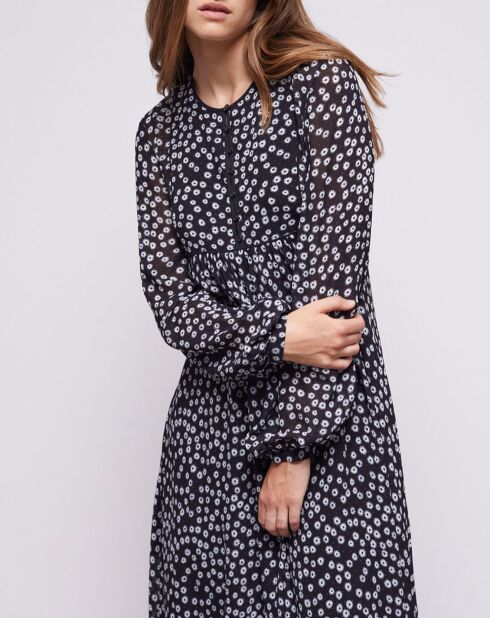 Robe longue imprimée noire