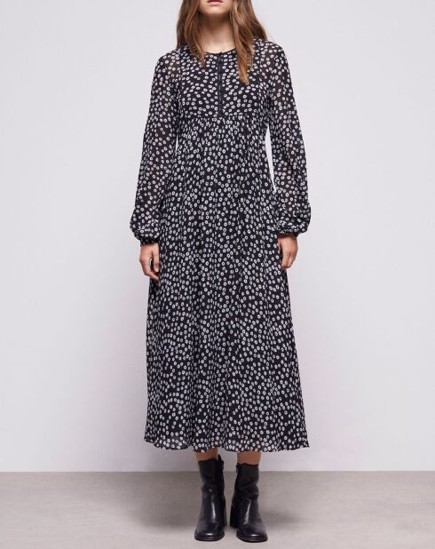 Robe longue imprimée noire