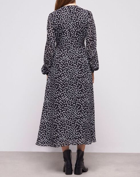 Robe longue imprimée noire