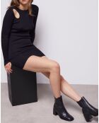 Robe 100% Laine mérinos courte en maille noire