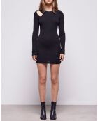 Robe 100% Laine mérinos courte en maille noire