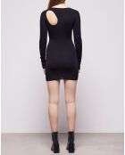 Robe 100% Laine mérinos courte en maille noire