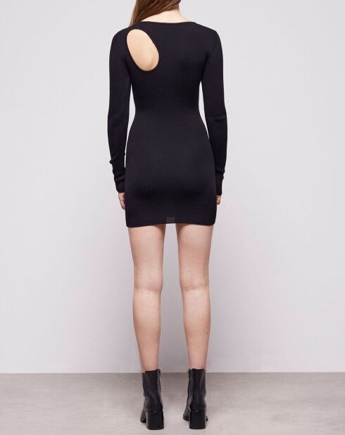 Robe 100% Laine mérinos courte en maille noire