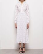 Robe longue en broderie anglaise blanche