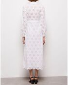 Robe longue en broderie anglaise blanche