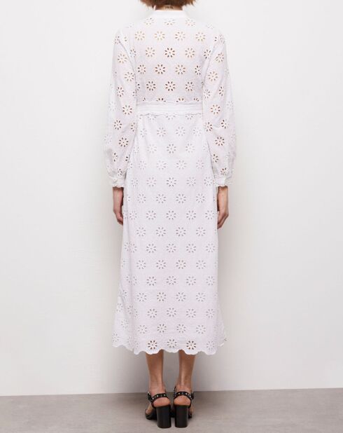 Robe longue en broderie anglaise blanche