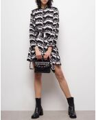 Robe courte avec ceinture imprimée noire