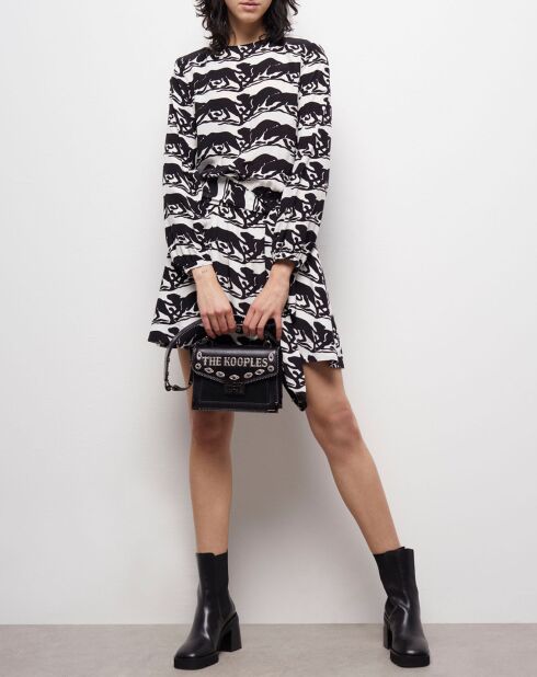 Robe courte avec ceinture imprimée noire