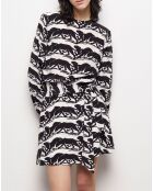 Robe courte avec ceinture imprimée noire