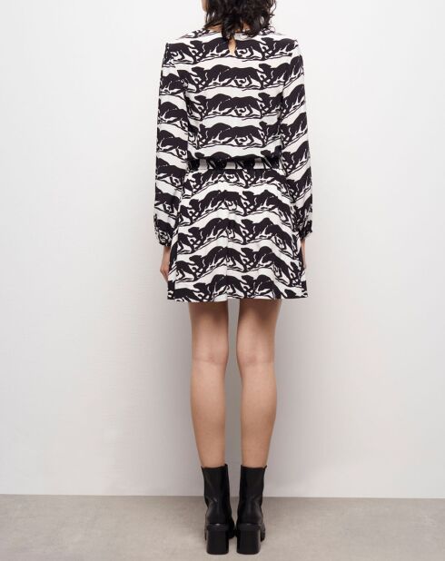 Robe courte avec ceinture imprimée noire