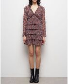 Robe courte plissée multicolore