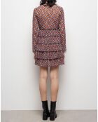 Robe courte plissée multicolore