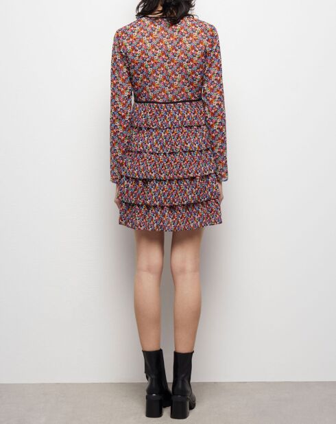 Robe courte plissée multicolore