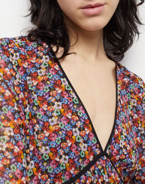 Robe courte plissée multicolore