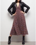 Robe longue plissée multicolore