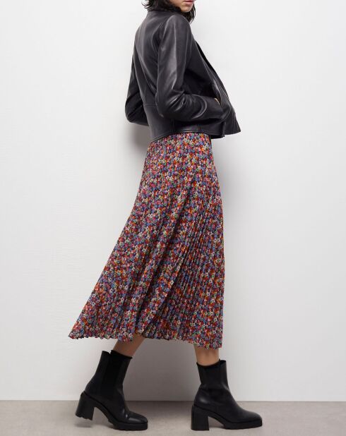 Robe longue plissée multicolore