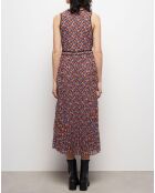 Robe longue plissée multicolore