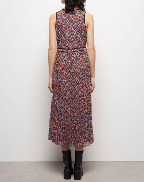 Robe longue plissée multicolore