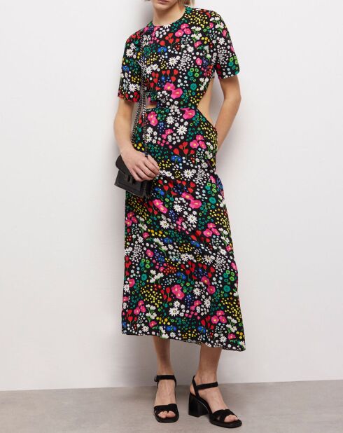 Robe longue imprimée avec ouvertures multicolore