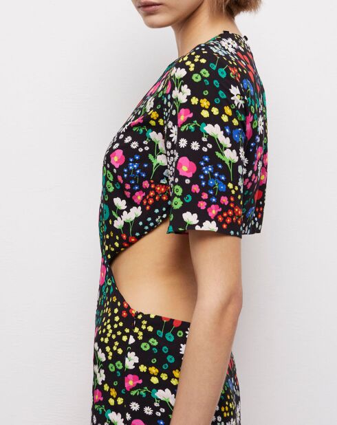 Robe longue imprimée avec ouvertures multicolore