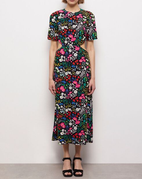 Robe longue imprimée avec ouvertures multicolore