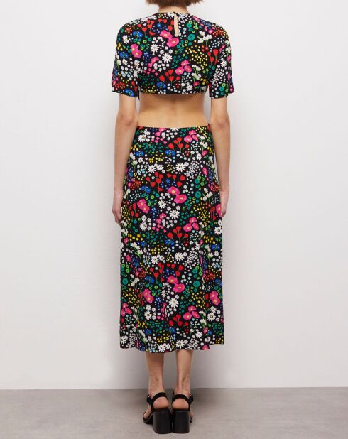 Robe longue imprimée avec ouvertures multicolore