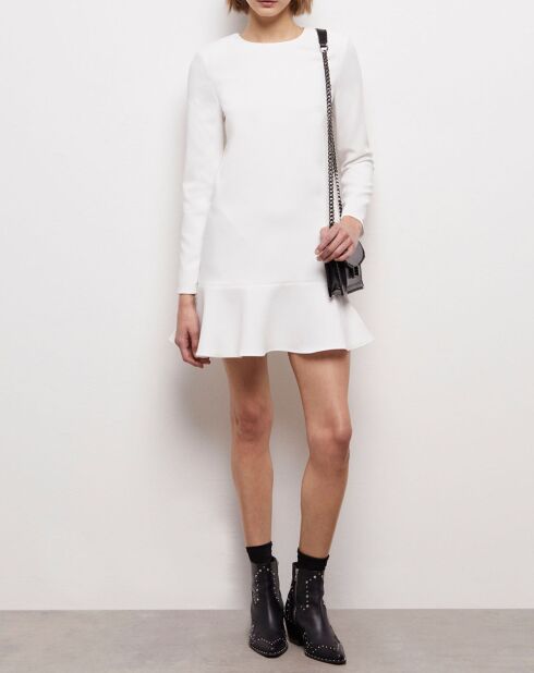 Robe courte avec volant blanche