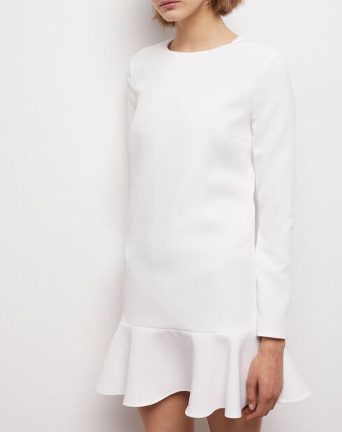 Robe courte avec volant blanche