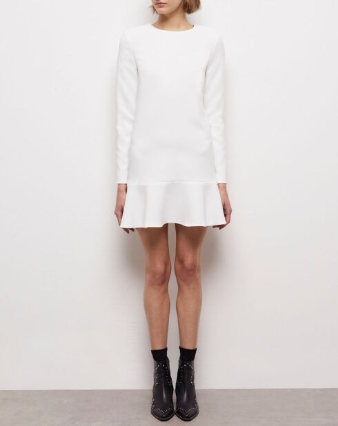 Robe courte avec volant blanche