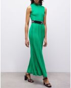 Robe longue en maille ajourée verte
