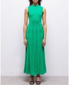 Robe longue en maille ajourée verte