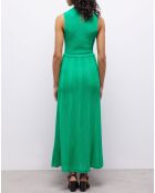Robe longue en maille ajourée verte
