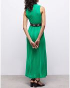 Robe longue en maille ajourée verte