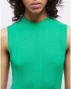 Robe longue en maille ajourée verte