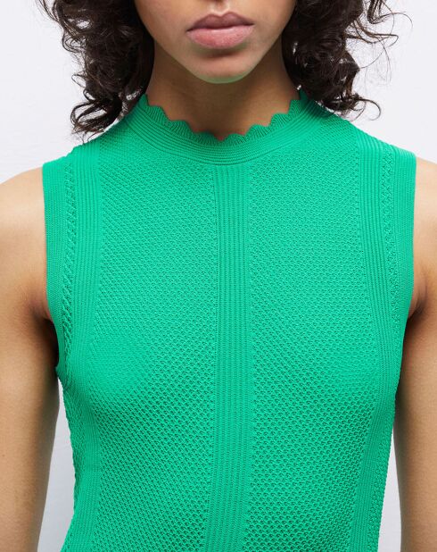 Robe longue en maille ajourée verte