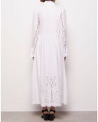 Robe longue avec broderie anglaise blanche