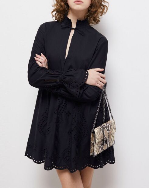 Robe courte avec broderie anglaise noire
