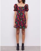 Robe courte imprimée multicolore