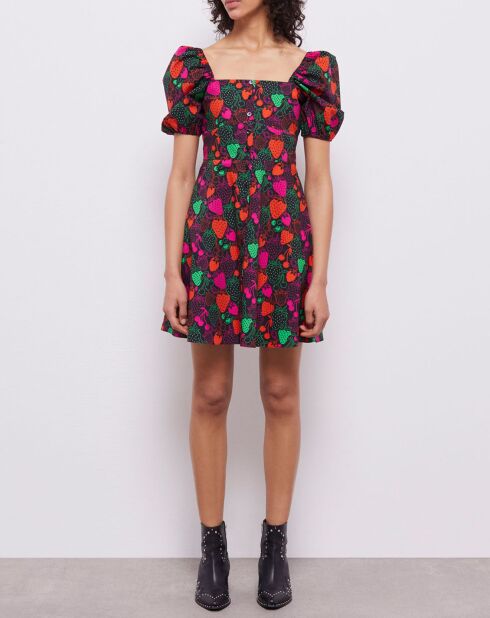 Robe courte imprimée multicolore