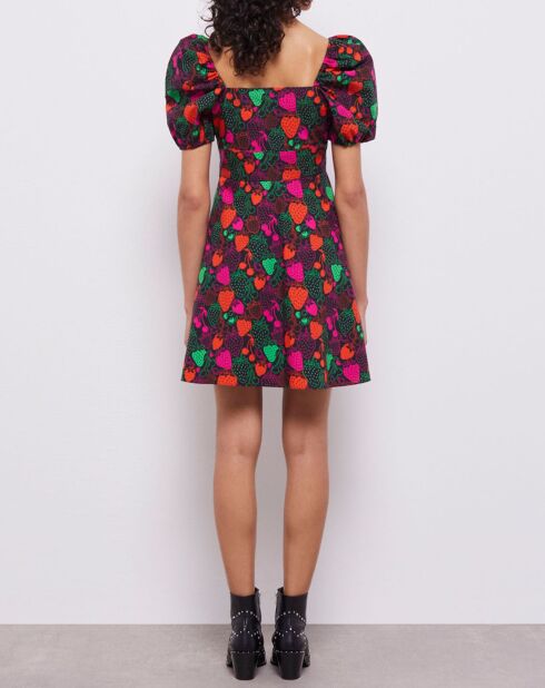 Robe courte imprimée multicolore