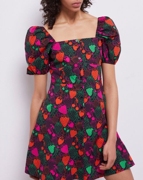 Robe courte imprimée multicolore